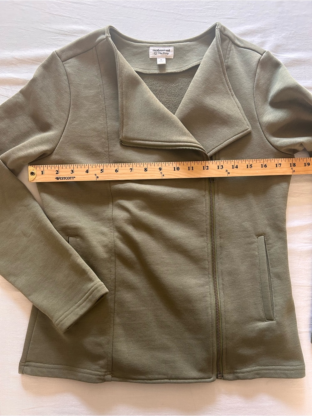 Carlyly Mirand x The Drop Asymmetrical Moto Sweater Jacket - Picture 3 of 9